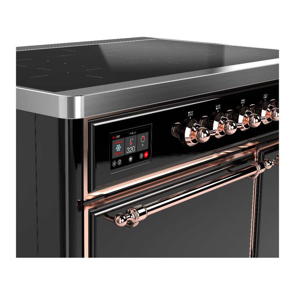 ILVE UMDIB40QNR3BKP Majestic III 40 inch Induction Range with 6 Elements, 3.82 cu. ft. Total Oven Capacity (Solid Door, Glossy Black, Copper)