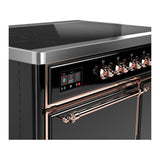 ILVE UMDIB40QNR3BKP Majestic III 40 inch Induction Range with 6 Elements, 3.82 cu. ft. Total Oven Capacity (Solid Door, Glossy Black, Copper)