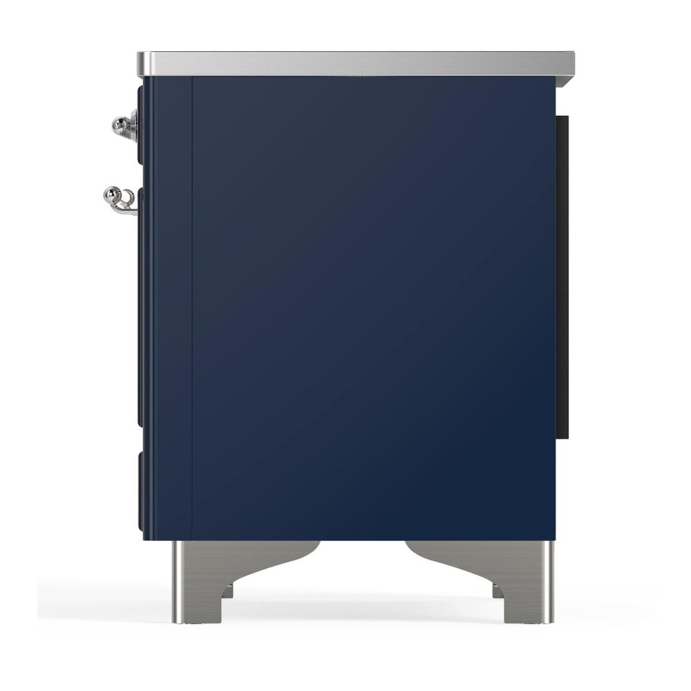 ILVE UMIB36NR3MBC Majestic III 36 inch Induction Range with 6 Elements, 3.5 cu. ft. Total Oven Capacity (Triple Glass Door, Midnight Blue, Chrome)