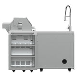 FORNO Bulnes 40-Inch BBQ, 95,000 BTU, 5 Burners, Sear & Rotisserie Infrared with Side Burner, Stainless Steel Outdoor Kitchen with 1.8 cu.ft. Beverage Center & White Sintered Stone Countertops
