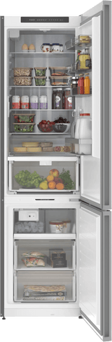 800 Series Free-standing fridge-freezer with freezer at bottom, glass door 24" White, Total No Frost