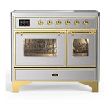 ILVE UMDIB40NR3SSG Majestic III 40 inch Induction Range with 6 Elements, 3.82 cu. ft. Total Oven Capacity (Triple Glass Door, Stainless Steel, Brass)