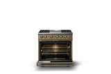 36"W. Dual Fuel Range (Burner: 4g, Finish: Golden Hour, Trim: Polished Chrome, Fuel: Natural Gas)