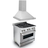 ZLINE 30 in. Kitchen Package with Stainless Steel Dual Fuel Range with DuraSnow Door and Convertible Vent Range Hood (2KP-RASNRH30)