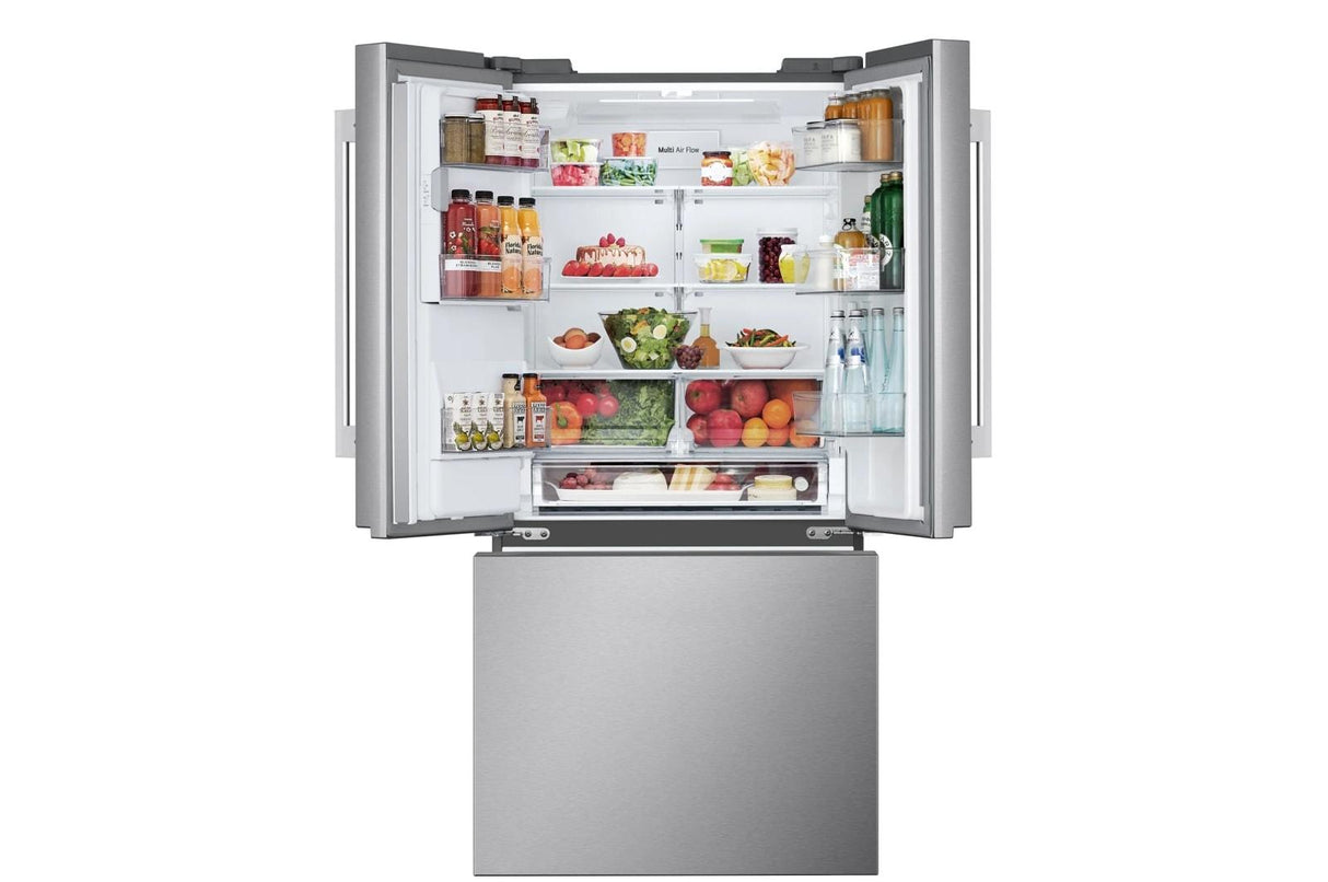 25 cu.ft. 3-Door French Door Refrigerator with Hybrid Handle Design and External Ice and Water Dispenser