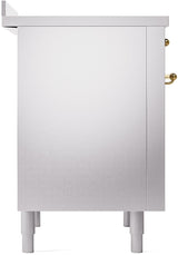 Nostalgie II 36 Inch Electric Freestanding Range in Stainless Steel with Brass Trim