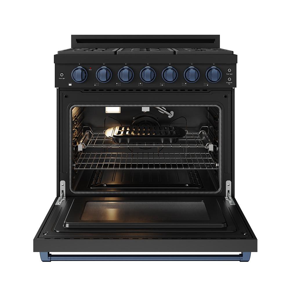 36 Inch Professional Liquid Propane Range With Precision Knob In Black and Blue  Gordon Ramsay Series