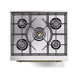ILVE UN30NMPBUG Nostalgie II Noblesse 30 inch Dual Fuel Range (Natural Gas, Triple Glass Door, Burgundy, Brass)