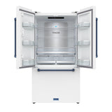 36 Inch French Door Counter Depth Refrigerator With Ice Maker - White/blue  Gordon Ramsay Series
