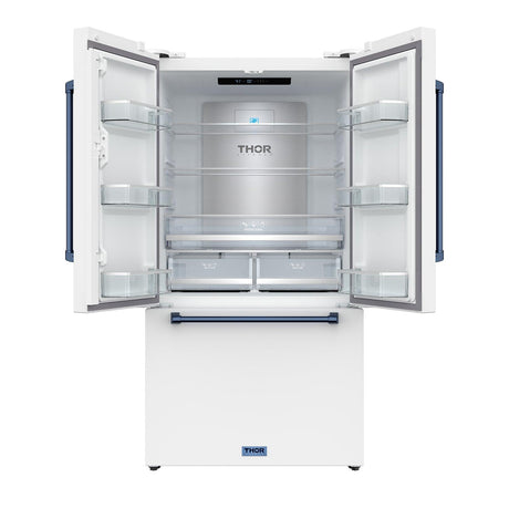 36 Inch French Door Counter Depth Refrigerator With Ice Maker - White/blue  Gordon Ramsay Series