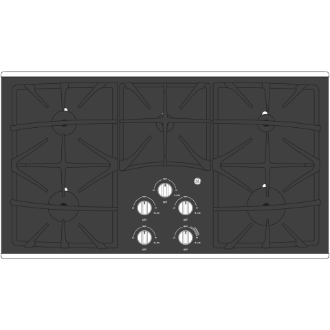 GE® 36" Built-In Gas on Glass Cooktop with 5 Burners and Dishwasher Safe Grates