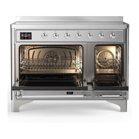 ILVE UMIB48NR3SSC Majestic III 48 inch Induction Range with 6 Elements, 5.02 cu. ft. Total Oven Capacity (Triple Glass Door, Stainless Steel, Chrome)