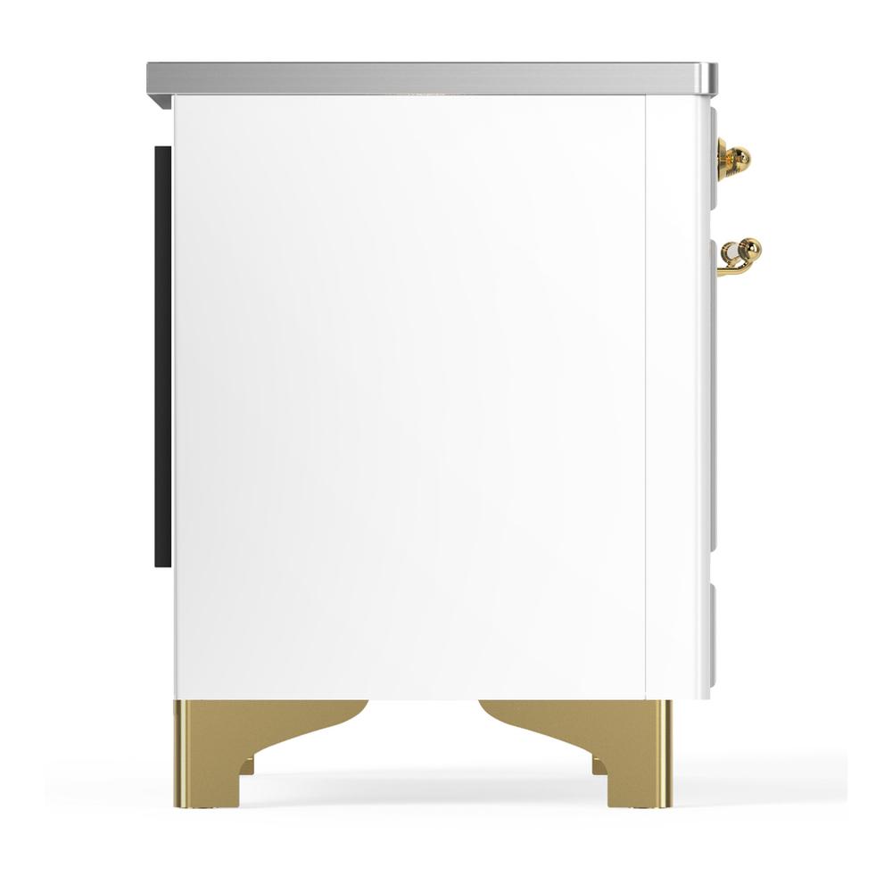 ILVE UMIB36QNR3WHG Majestic III 36 inch Induction Range with 6 Elements, 3.5 cu. ft. Total Oven Capacity (Solid Door, White, Brass)