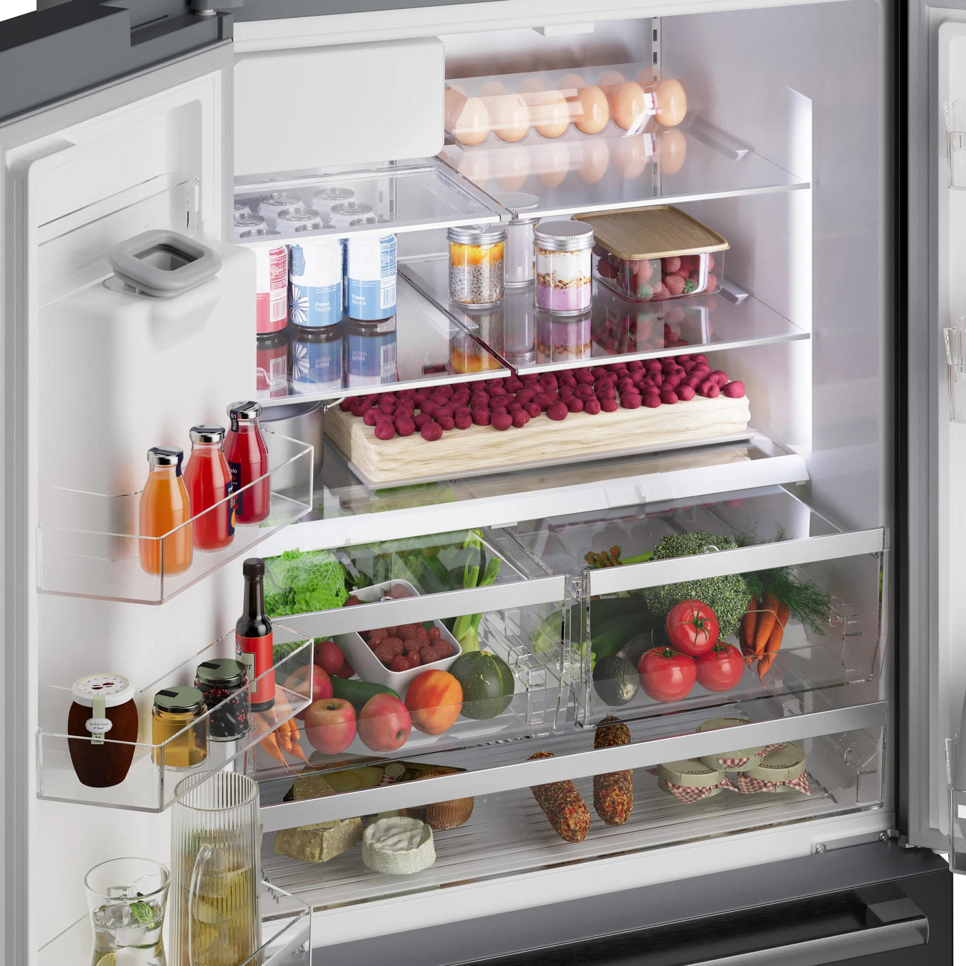 500 Series French Door Bottom Mount Refrigerator 36" Black Stainless Steel, Total No Frost