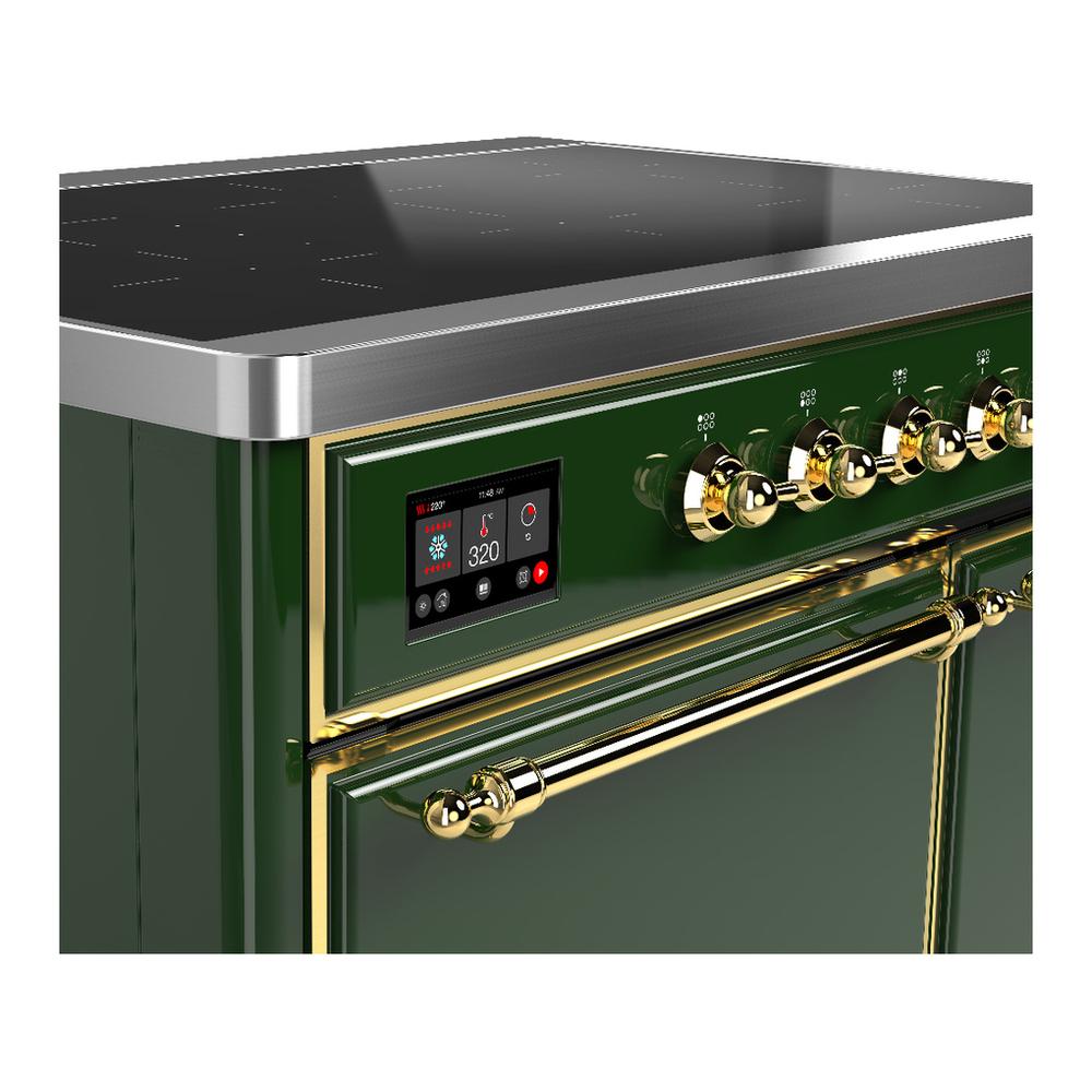 ILVE UMDIB40QNR3EGG Majestic III 40 inch Induction Range with 6 Elements, 3.82 cu. ft. Total Oven Capacity (Solid Door, Emerald Green, Brass)