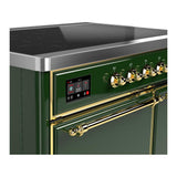 ILVE UMDIB40QNR3EGG Majestic III 40 inch Induction Range with 6 Elements, 3.82 cu. ft. Total Oven Capacity (Solid Door, Emerald Green, Brass)
