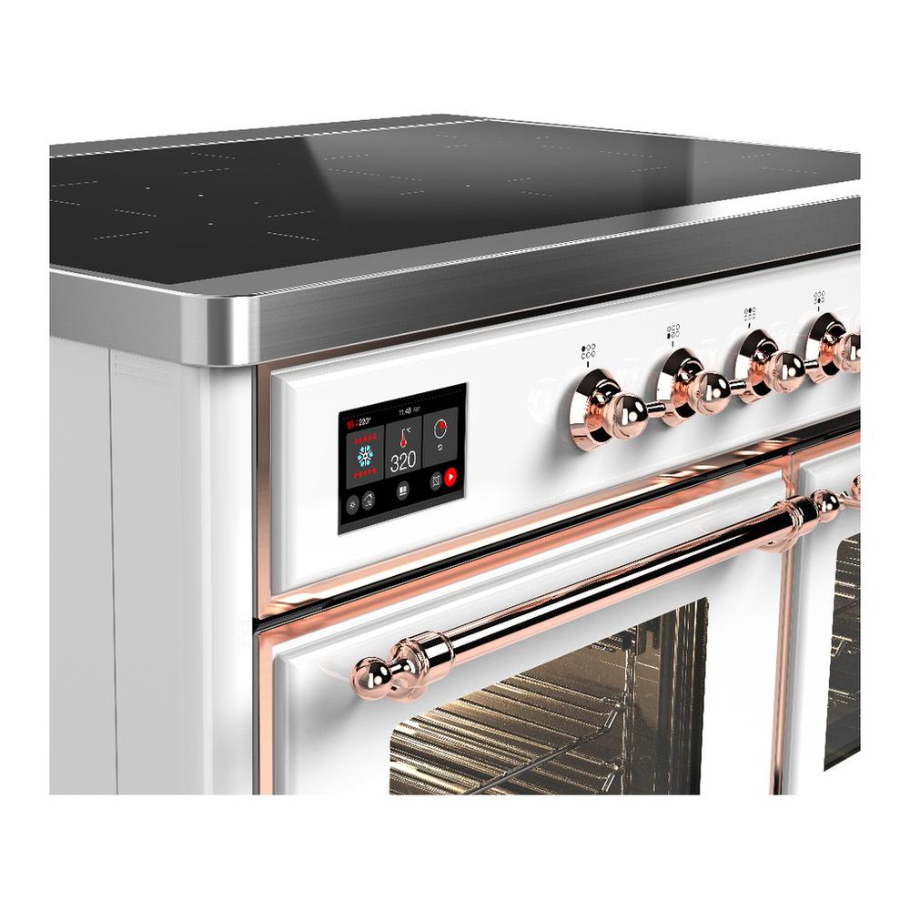 ILVE UMDIB40NR3WHP Majestic III 40 inch Induction Range with 6 Elements, 3.82 cu. ft. Total Oven Capacity (Triple Glass Door, White, Copper)