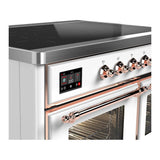 ILVE UMDIB40NR3WHP Majestic III 40 inch Induction Range with 6 Elements, 3.82 cu. ft. Total Oven Capacity (Triple Glass Door, White, Copper)