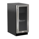 15-In Built-In Clear Ice Machine With Arctic White Illuminice with Door Style - Stainless Steel Frame Glass, Door Swing - Right, Pump - No