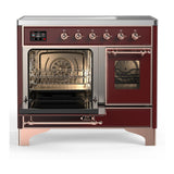 ILVE UMDIB40NR3BUP Majestic III 40 inch Induction Range with 6 Elements, 3.82 cu. ft. Total Oven Capacity (Triple Glass Door, Burgundy, Copper)