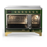 ILVE UMIB48QNR3EGG Majestic III 48 inch Induction Range with 6 Elements, 5.02 cu. ft. Total Oven Capacity (Solid Door, Emerald Green, Brass)