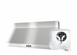 DAR 1250 Set 5 Wall-Mounted Range Hood with Extraction Mode with external XXL motor including 6" chimney cover.