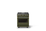 30"W. Sealed Burner Gas Range (Finish: Martini, Trim: Brushed Brass, Fuel: Natural Gas)