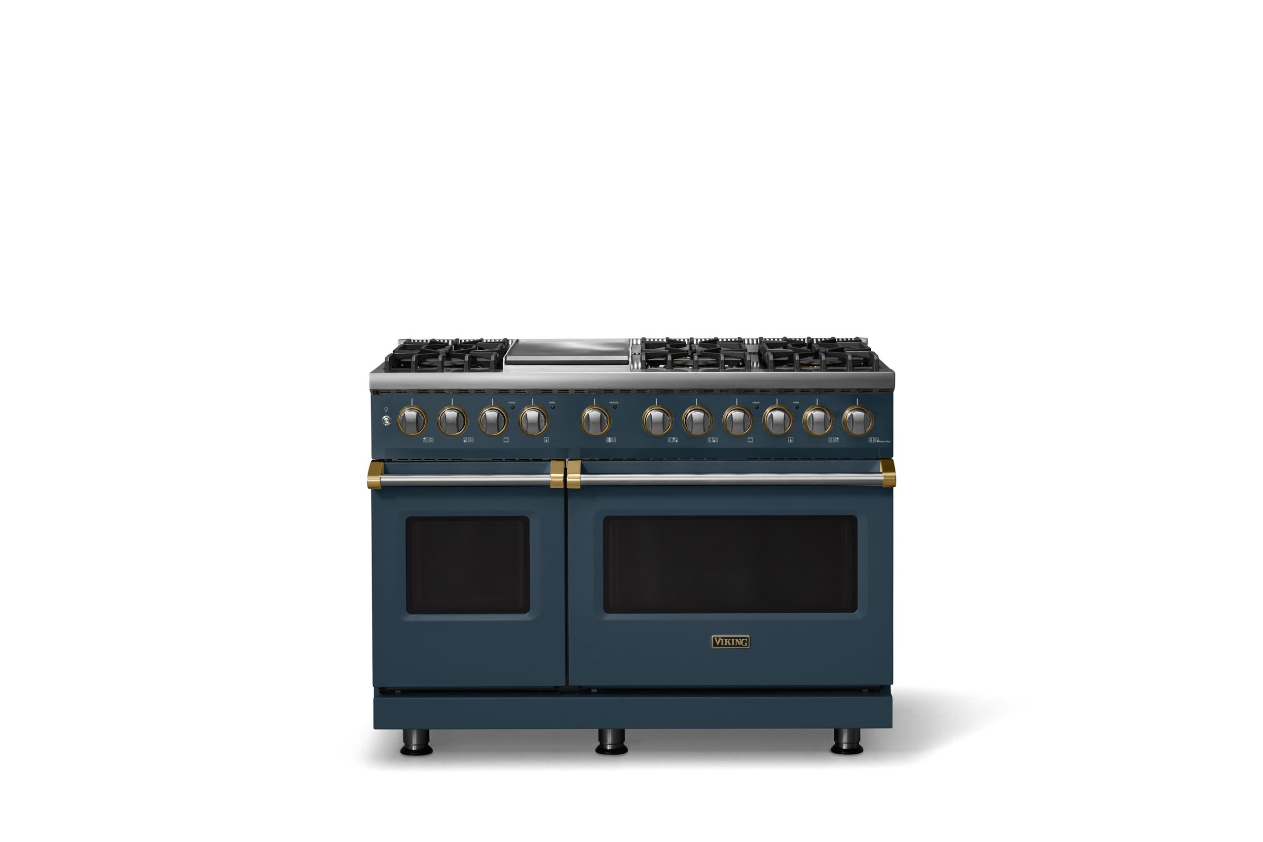 48"W. Dual Fuel Range (Burner: 6g, Finish: Squall, Trim: Brushed Brass, Fuel: Natural Gas)