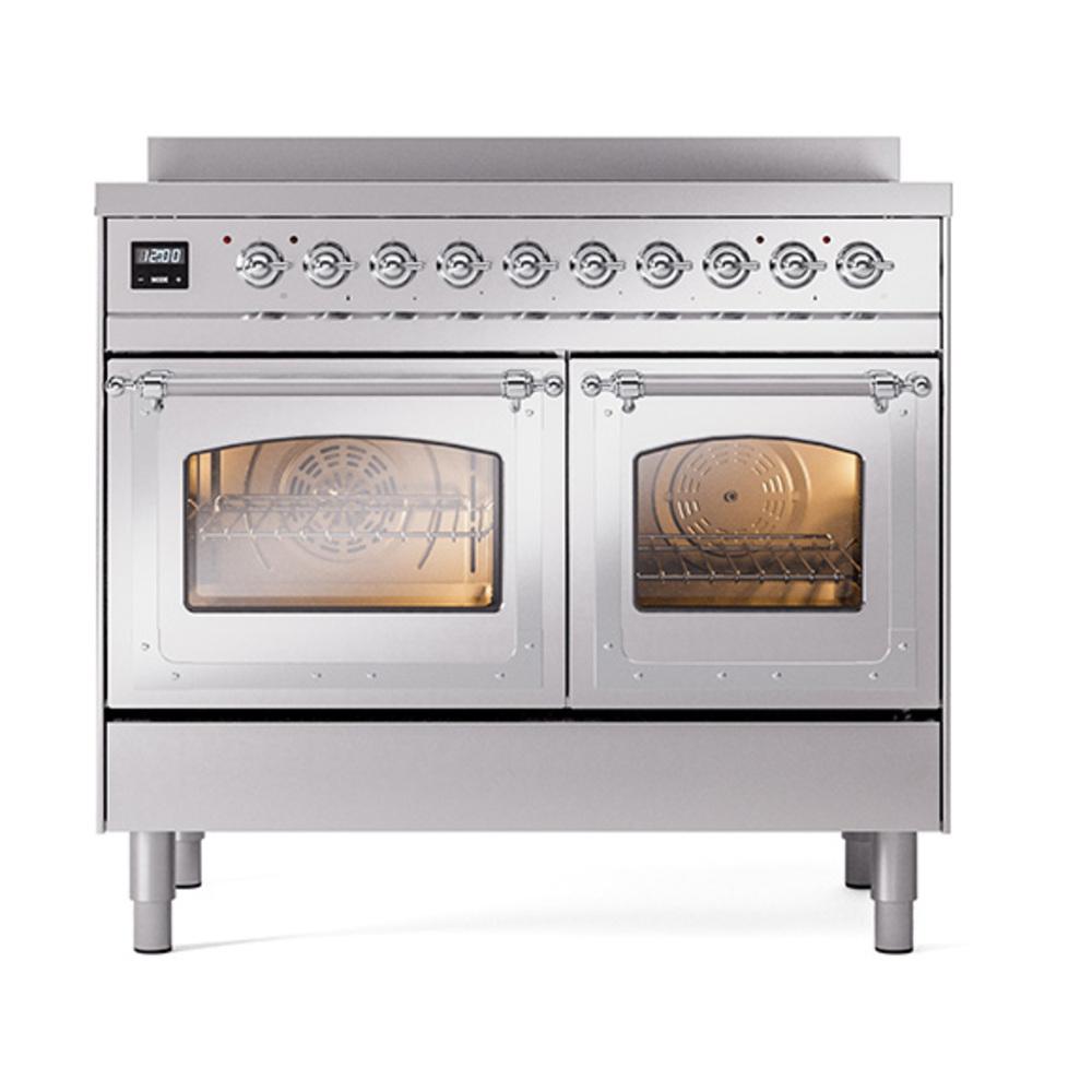 ILVE UNDI406NMPSSC Nostalgie II Noblesse 40 inch Induction Range (Triple Glass Door, Stainless Steel, Chrome)