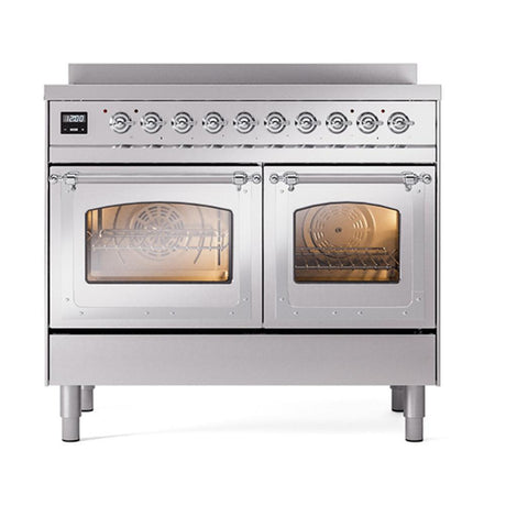 ILVE UNDI406NMPSSC Nostalgie II Noblesse 40 inch Induction Range (Triple Glass Door, Stainless Steel, Chrome)