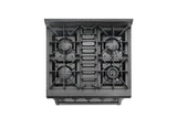 30 Inch Professional Gas Range In Black Stainless Steel