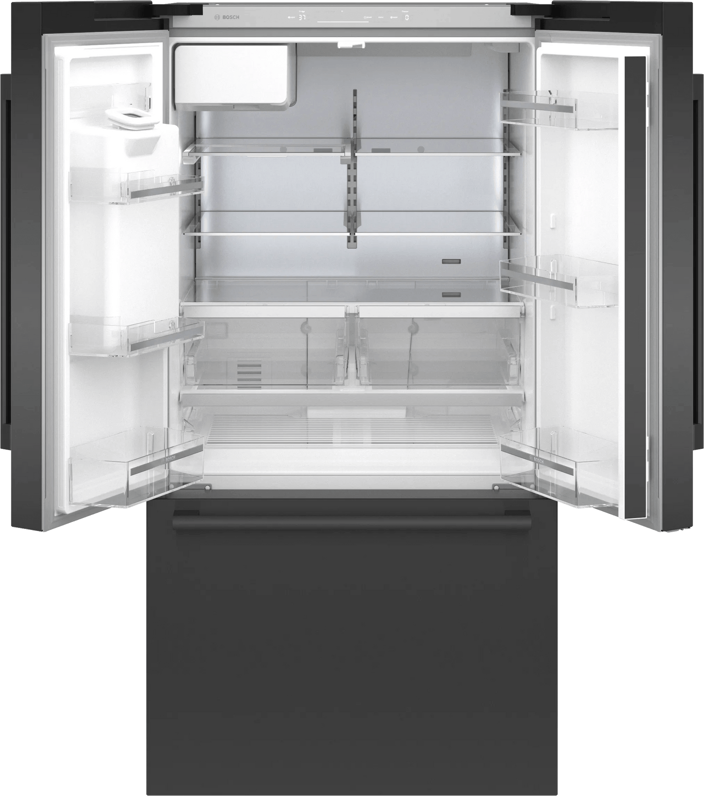 500 Series French Door Bottom Mount Refrigerator 36" Black Stainless Steel, Total No Frost
