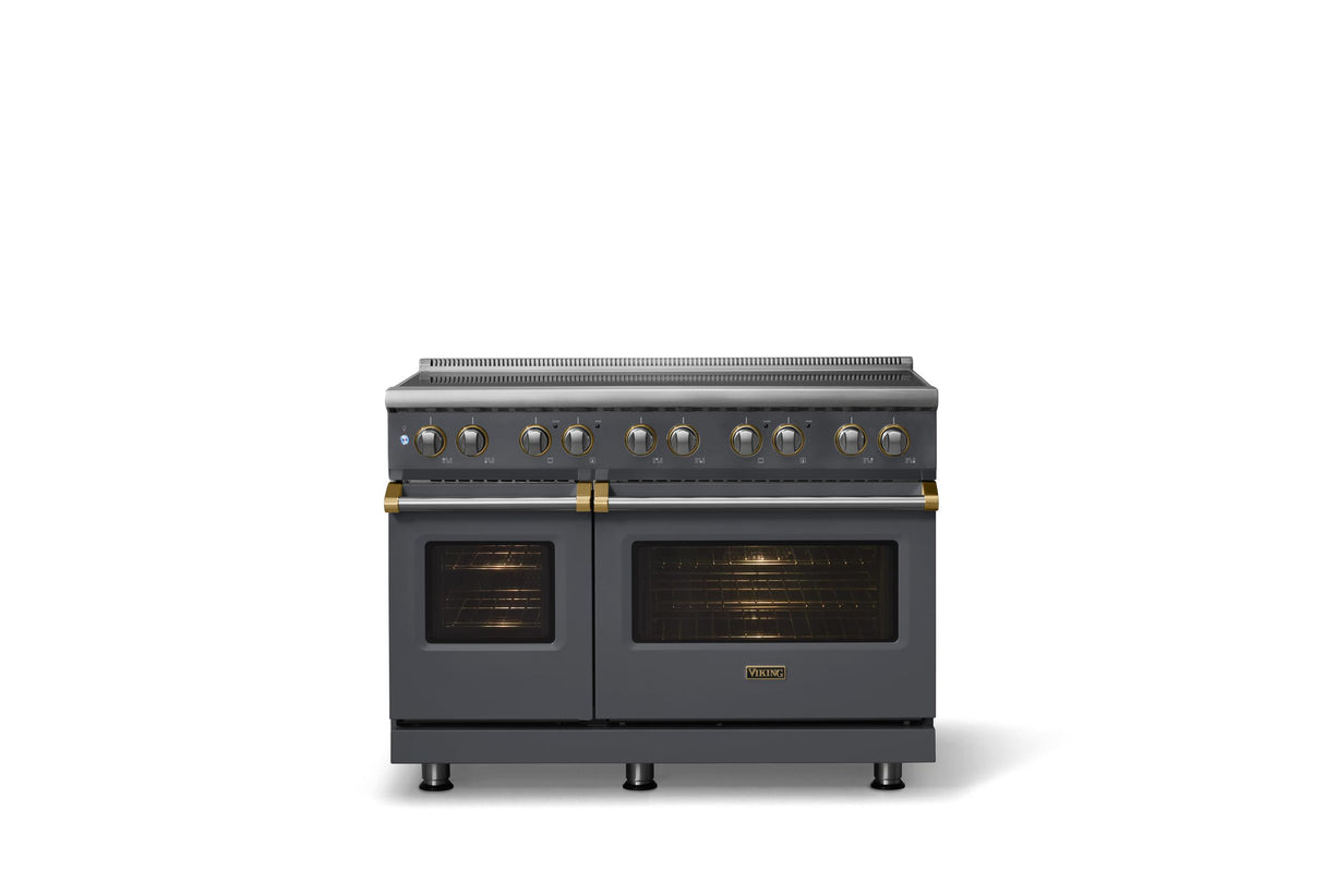 48"W. Induction Range (Finish: Cast Black, Trim: Brushed Brass)