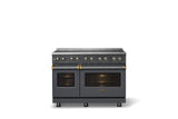 48"W. Induction Range (Finish: Cast Black, Trim: Brushed Brass)