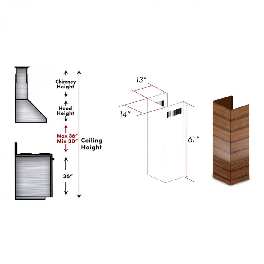 ZLINE 61" Wooden Chimney Extension for Ceilings up to 12.5 ft. (365BB-E)