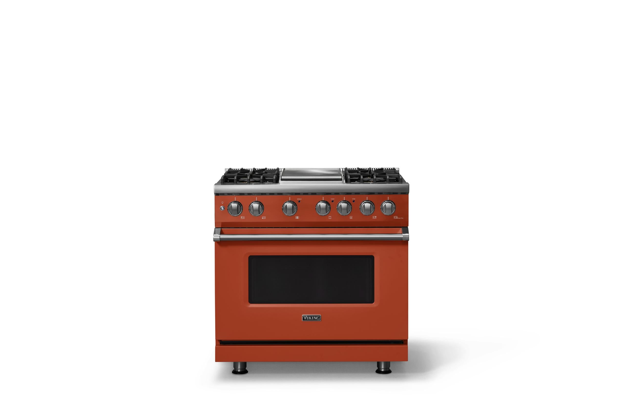 36"W. Dual Fuel Range (Burner: 4g, Finish: Spiced Cider, Trim: Polished Chrome, Fuel: Propane)