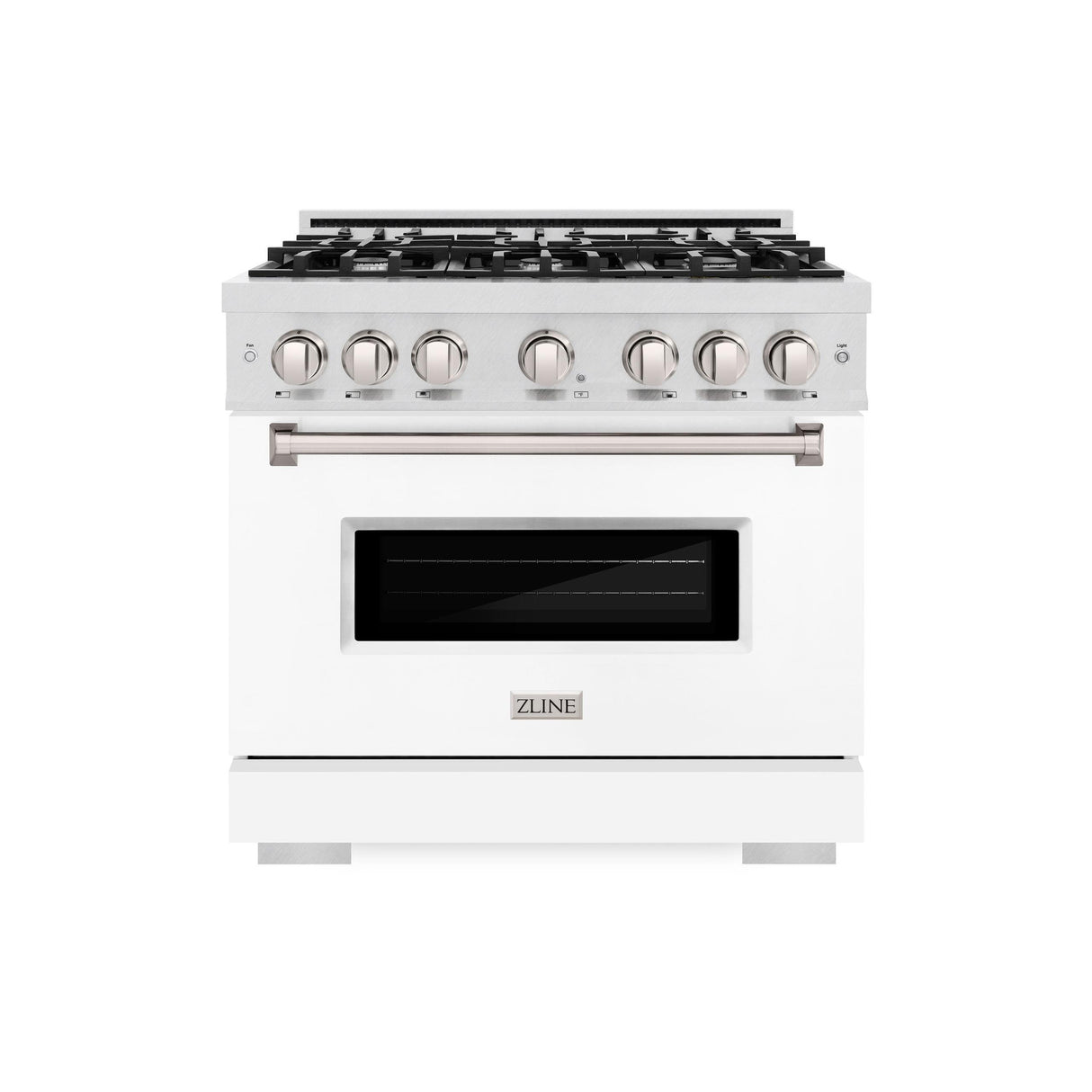 ZLINE 36 in. 5.2 cu. ft. Classic Gas Range with 6 Burner Cooktop and Convection Gas Oven in DuraSnow' Stainless Steel with White Matte Door (CGRS-WM-36)