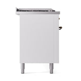 ILVE UN60FSQNMPWHB Nostalgie II Noblesse 60 inch Dual Fuel Range (7 Sealed Burners + Griddle + French Top, Natural Gas, Solid Door, White, Burnished)