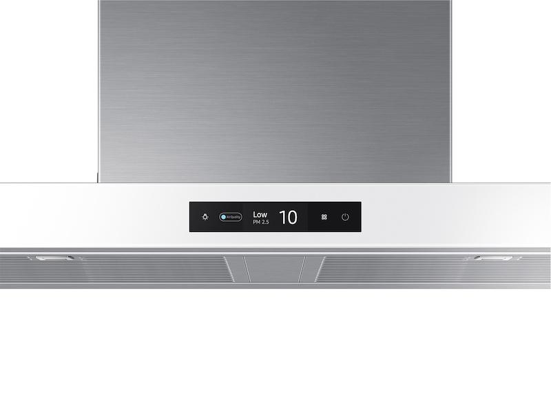 36" Bespoke Smart Wall Mount Hood with LCD Display in Clean White