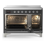 ILVE UMIB48NR3MGC Majestic III 48 inch Induction Range with 6 Elements, 5.02 cu. ft. Total Oven Capacity (Triple Glass Door, Graphite Matte, Chrome)