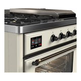 ILVE UM48FSNR3AWBLP Majestic III 48 inch Dual Fuel Range with 5 Black Brass Burners, Griddle and French Top, Dual Function Burner up to 25,000 BTU (Liquid Propane, Triple Glass Door, Antique White, Burnished)