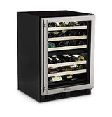 24" High Efficiency Dual Zone Wine Cellar - Stainless Frame Glass Door - Left Hinge