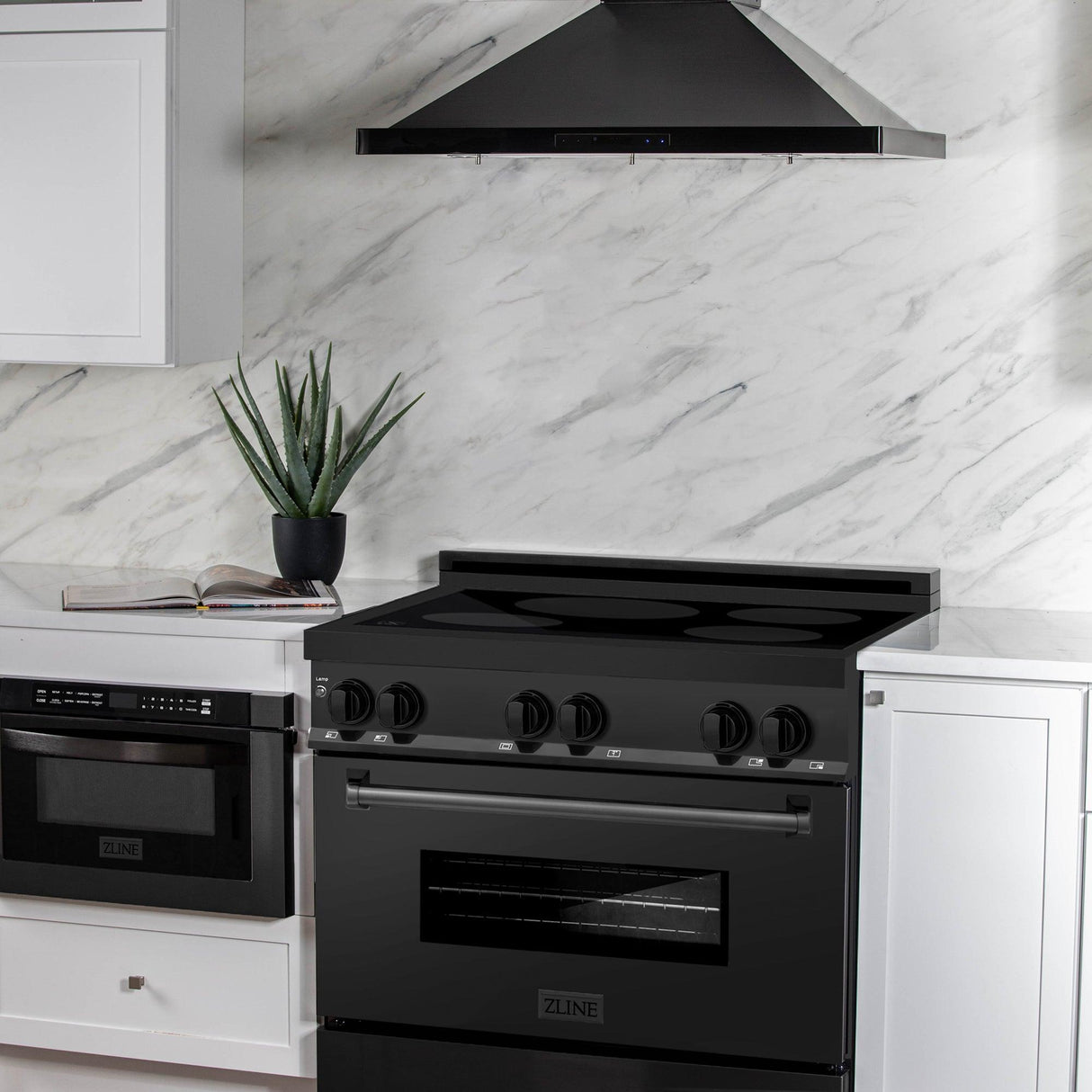 ZLINE 36" 4.6 cu. ft. Induction Range with a 5 Element Stove and Electric Oven in Black Stainless Steel (RAIND-BS-36)
