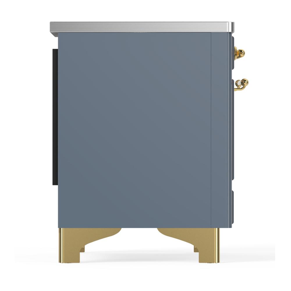 ILVE UMDIB40NR3BGG Majestic III 40 inch Induction Range with 6 Elements, 3.82 cu. ft. Total Oven Capacity (Triple Glass Door, Blue Grey, Brass)