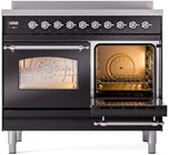Nostalgie II 40 Inch Electric Freestanding Range in Glossy Black with Chrome Trim