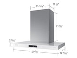 30" Bespoke Smart Wall Mount Hood with LCD Display in Clean White