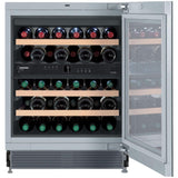 Undercounter Wine Cabinet, 24", Lock, 2 Zone, Reversible Door