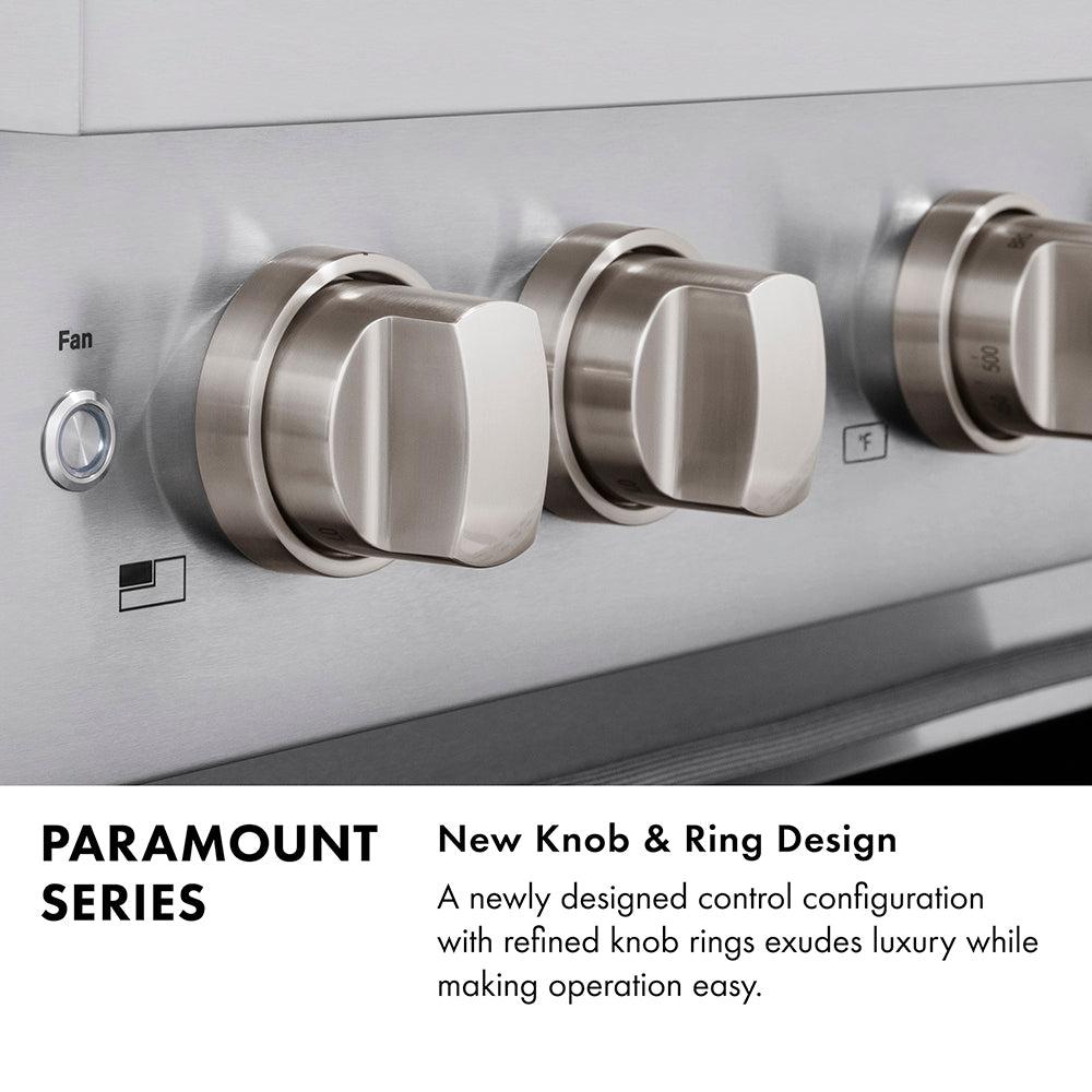 ZLINE Autograph Edition 36 in. 5.2 cu. ft. Paramount Dual Fuel Range with 6 Burner Gas Cooktop and Electric Convection Oven in Black Stainless Steel with Champagne Bronze Helix Handle and Knob Accents (SDRBZ-36-KCB)