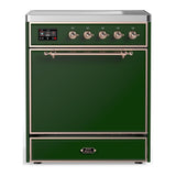 ILVE UMIB30QNR3EGP Majestic III 30 inch Induction Range with 4 Elements, 4 cu. ft. Oven Capacity (Solid Door, Emerald Green, Copper)