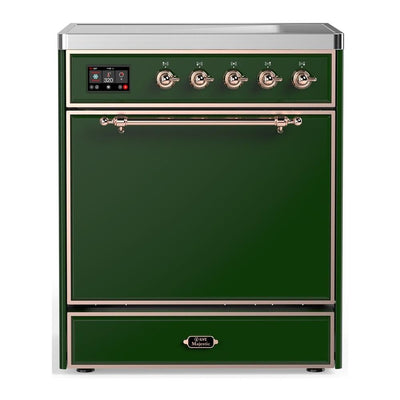 ILVE UMIB30QNR3EGP Majestic III 30 inch Induction Range with 4 Elements, 4 cu. ft. Oven Capacity (Solid Door, Emerald Green, Copper)